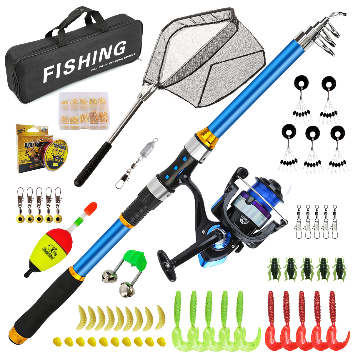 Fishing Boat Oar - Set Joran Pancing Serat Kaca Teleskopik